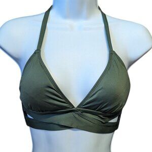 Kona Sol Bikini Top Swim Top Removable Pads Hunter Green Women's Size Medium
